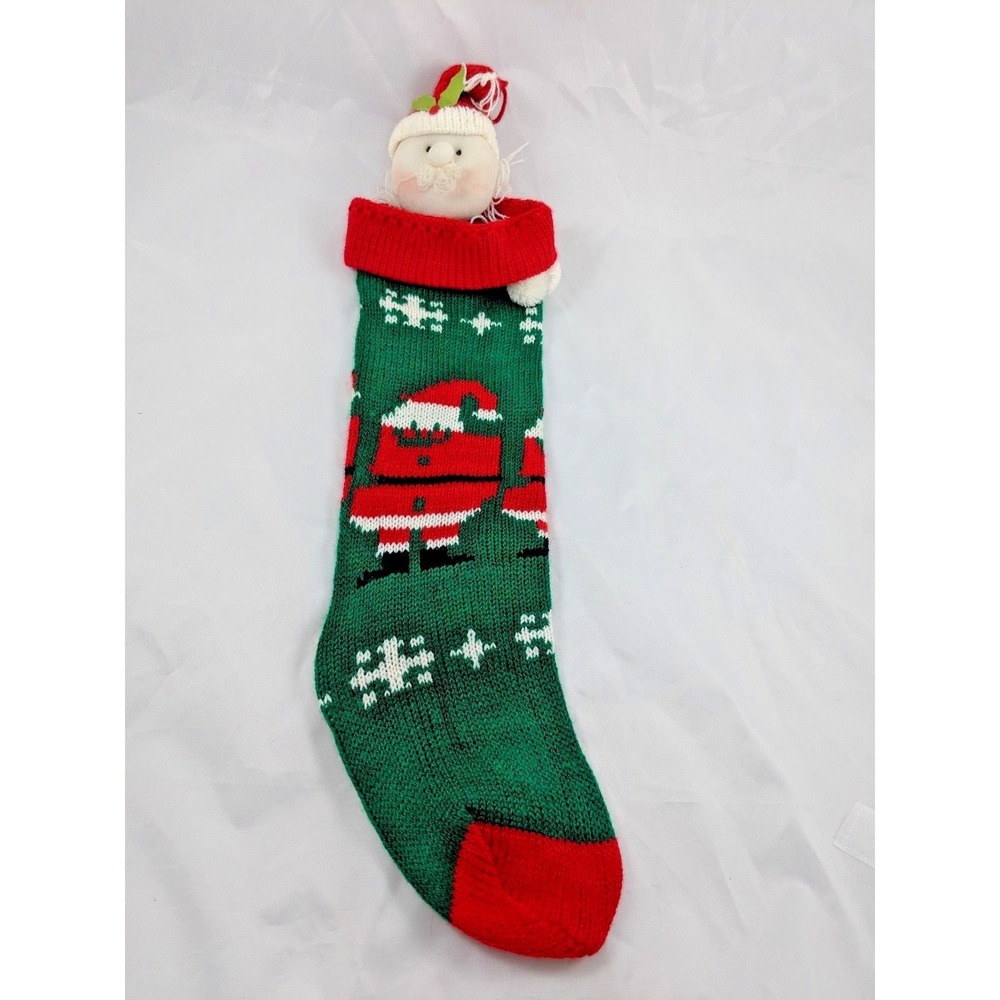 Knit‎ Christmas Stocking 18 Inch Soft Sculpted Santa Claus